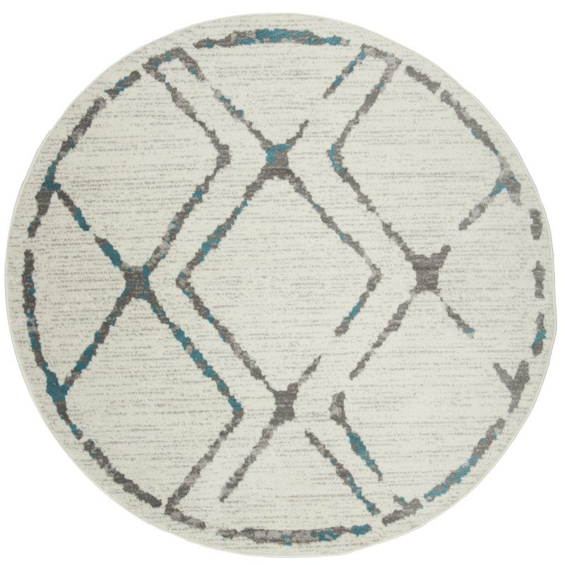 Tapis ivoire / bleu Cohrs, Rond 6 pi 7 po
