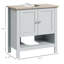 Sous le lavabo, armoire de salle de bain avec tablette réglable, armoire grise, gris, tablette pour un rangement amélioré