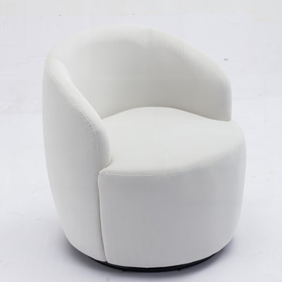 Swivel Accent Armchair Barrel Chair With Powder Coating Metal Ring