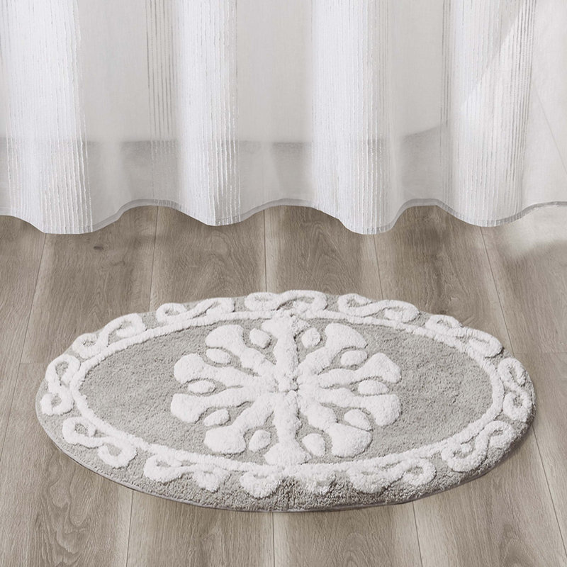 Tapis de bain en coton touffeté Medallion, Taupe