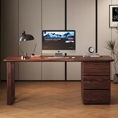 Bureau simple en bois massif noyer clair de style simple