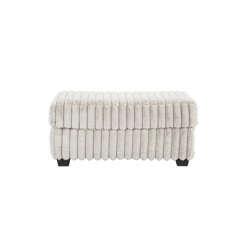 38" Rectangle Upholstered Ottoman, Mondo Champagne, Champagne