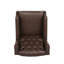 Chaise berçante contemporaine en similicuir brun foncé avec design à oreilles et capitonnage à losanges