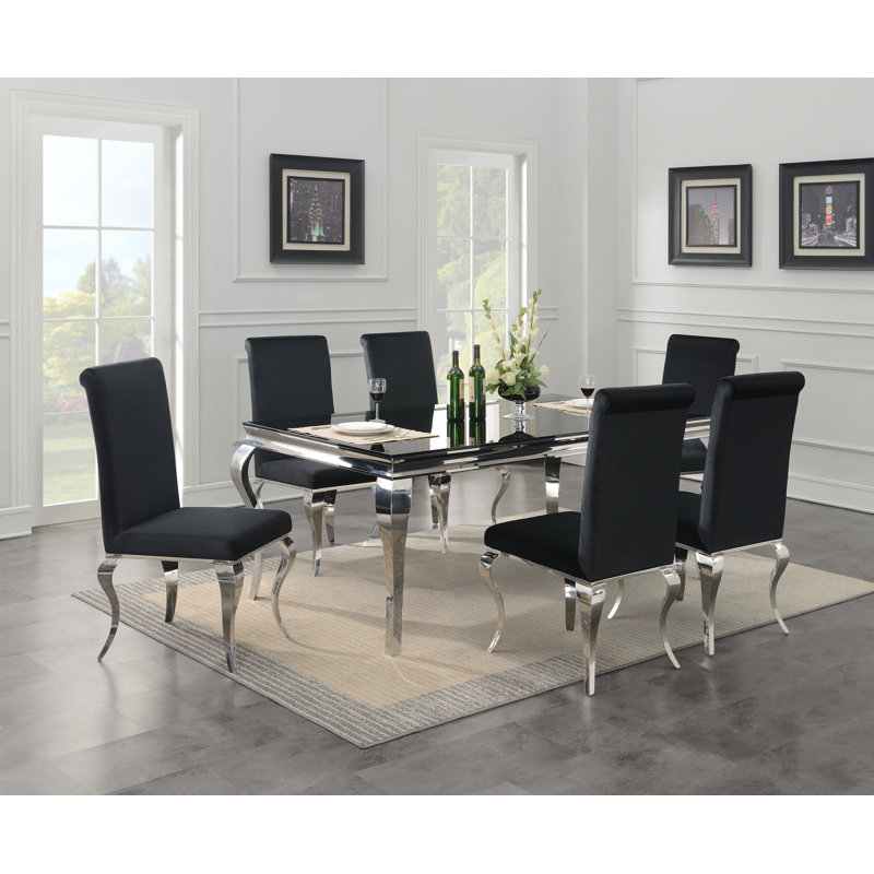 Teller 20'' H Velvet Upholstered Side Chair, Black