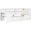 Twin Size Wood Platform Bed With Upholstered Headboard, Ample Storage, Charging Function, 7 - Color Led, Desk And White + Beige Cushion Of Multiple Station, Adjustable