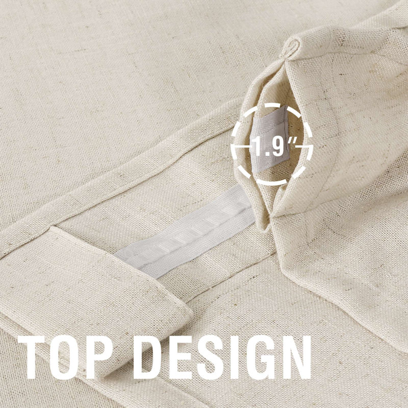 Linen Curtain for Bedroom/Living Room Back Tab Loop Pocket Linen Fabric Curtain Drapes Soft Rich Material Privacy Drape Panels for Farmhouse, 2 Panels