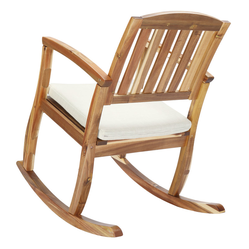 Chaise berçante en bois avec coussins Angelik