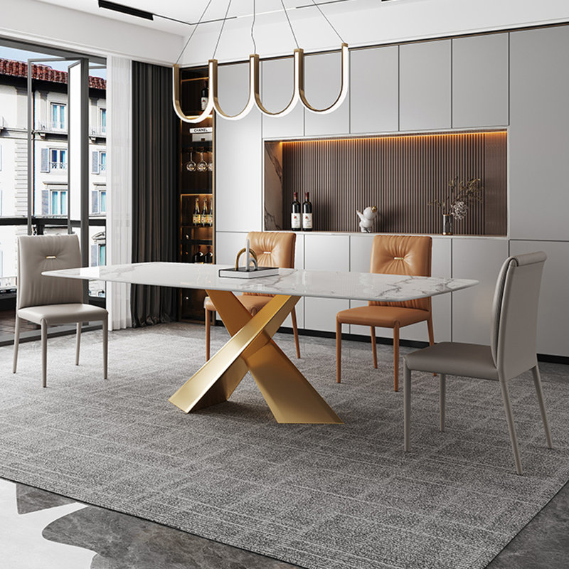 Ensemble de table de salle à manger rectangulaire de luxe de style italien, H 29,5 po x L 63 po x l 35,4 po