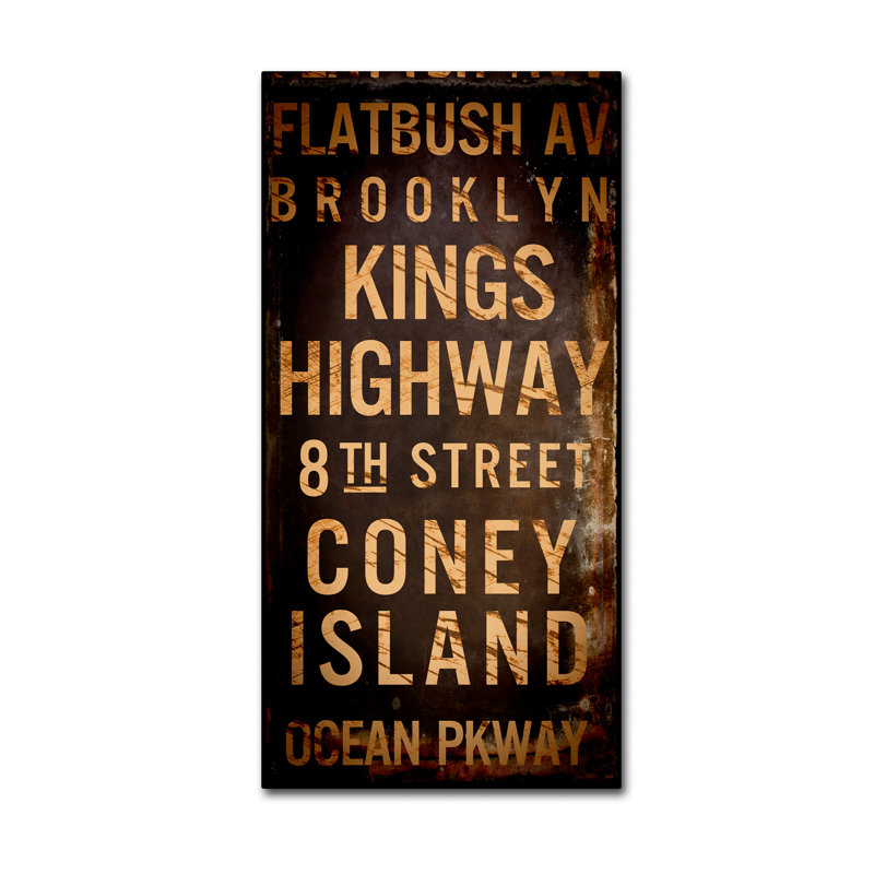 «Brooklyn I» par Jadaya, art textuel sur toile tendue, H 47 po x l 24 po x P 2 po