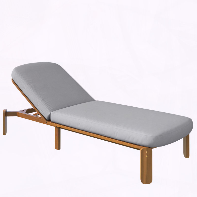 Chaise longue en bois d'acacia avec dossier réglable à 3 positions, Grey