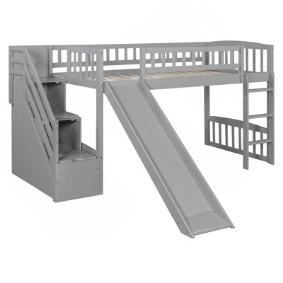 Lit mezzanine avec deux tiroirs et glissière