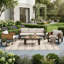 5-Person Aluminum Frame Outdoor Conversation Set with Fold-Out Side Tables-1761554885