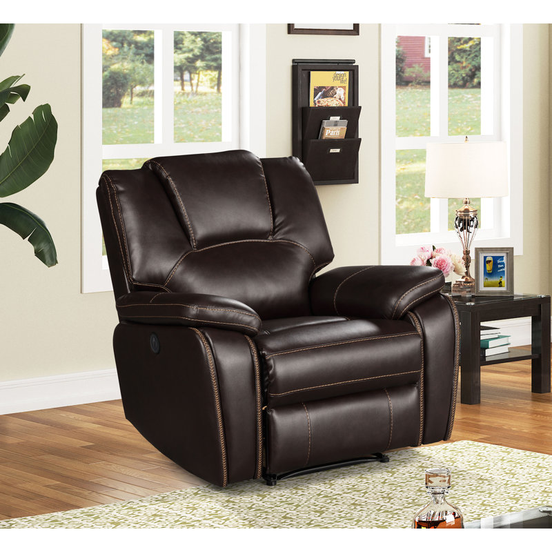 Dark Brown Breathable Air Leather Power With Usb Reclining Chair