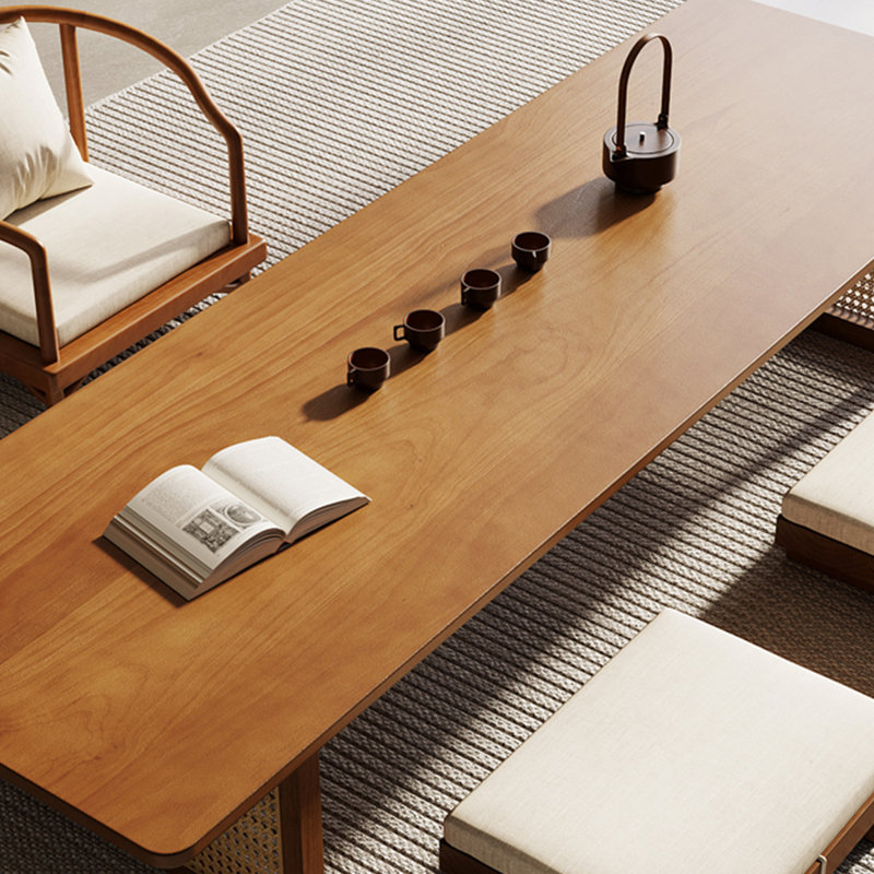 Tables basses rectangulaires en bois massif brun, H 13,78 po x L 62,99 po x l 23,62 po
