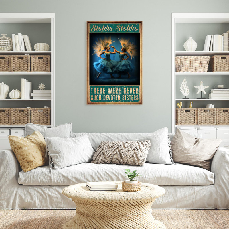 Sœurs sœurs - 1 pièce, reproduction d'art graphique sur toile tendue, H 20 po x l 16 po x P 1,25 po