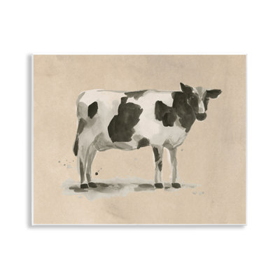 Art mural traditionnel "Vache traditionnelle sur beige" par June Erica Vess