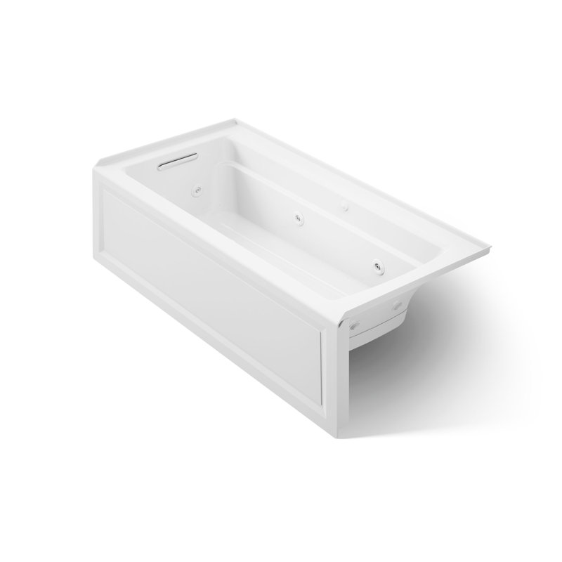 Archer 66" X 32" Integral Apron Heated Bubblemassage Air Bath and Whirlpool with Right-Hand Drain, White, Left