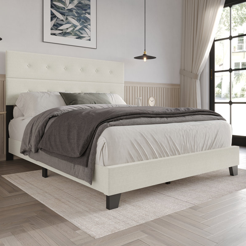 Sherlyne Upholstered Bed, Beige, Twin