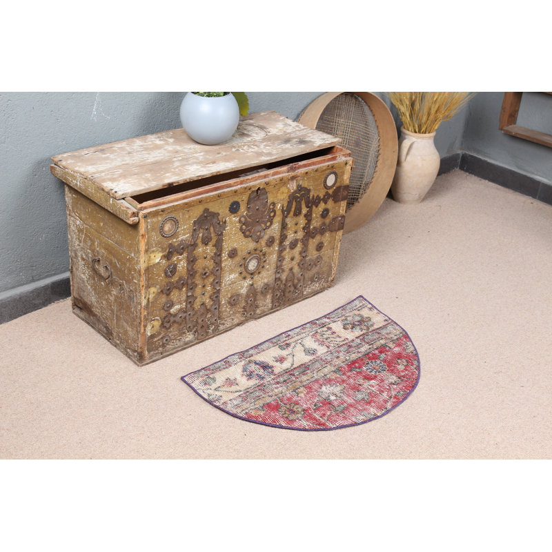 Small Vintage Turkish Rug Perfect For Entryways And As An Elegant Antique Door Mat
