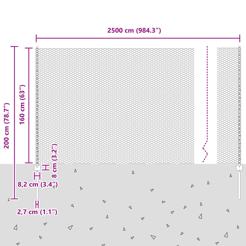 vidaXL Fence with Post Segment Outdoor Barrier Garden Terrace Divider Boundary, 160cm H x 2500cm W