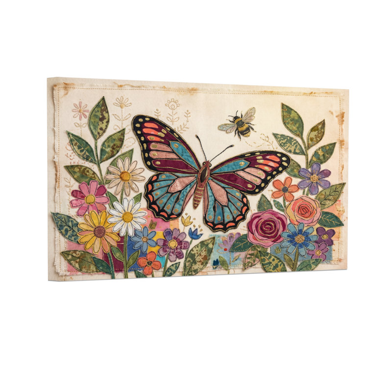 Animaux, animaux, fleurs, feuilles, abeilles, reproduction d'art sur toile, H 20 po x l 30 po