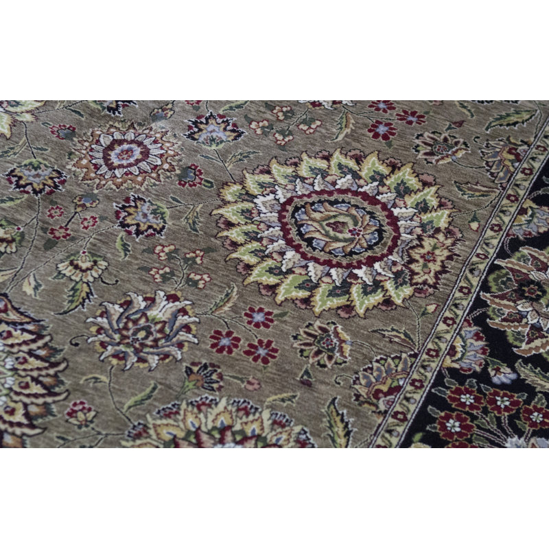 Tapis ivoire, rouge et noir noué à la main de haute qualité