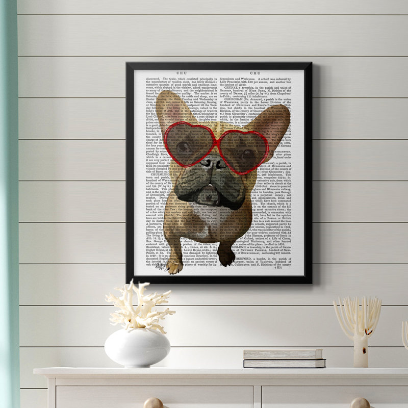 Bouledogue français et verres à cœur, toile de qualité supérieure, prête à être accrochée, Noir, H 24 po x l 20 po