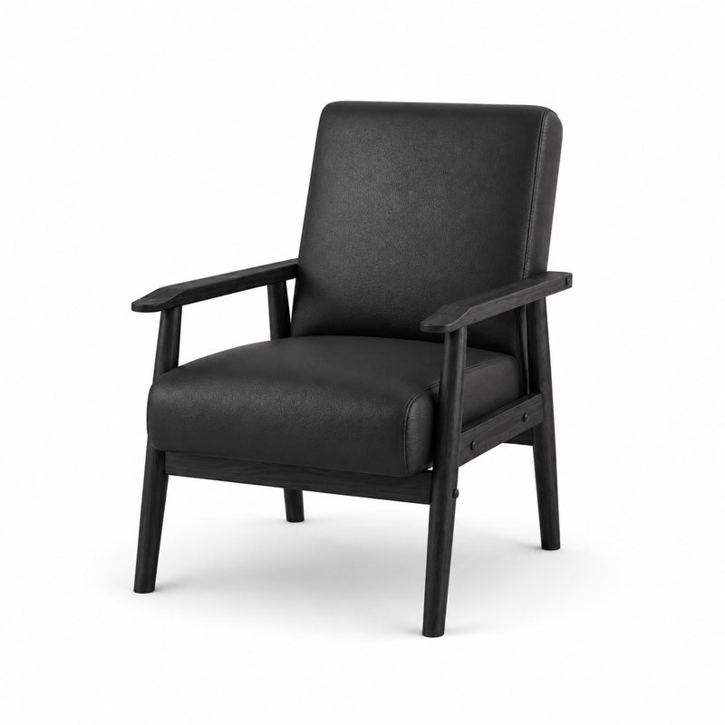 Chaise d'appoint rembourrée Bridgeview, Black Leather
