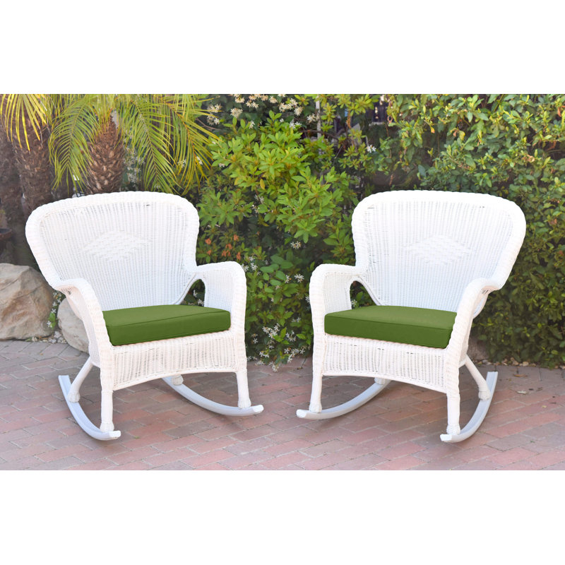 Chaise berçante Batchelder, Blanc, Vert forêt