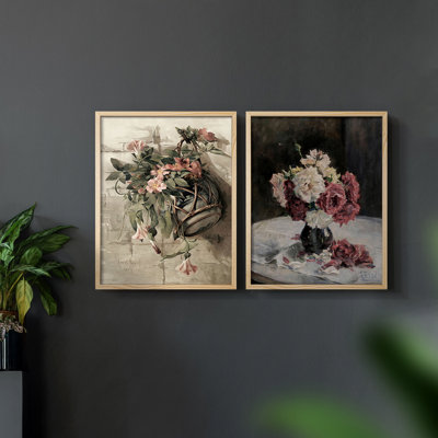 Ensemble de 2 cadres photo rétro Vintage Floral Lxxxvi