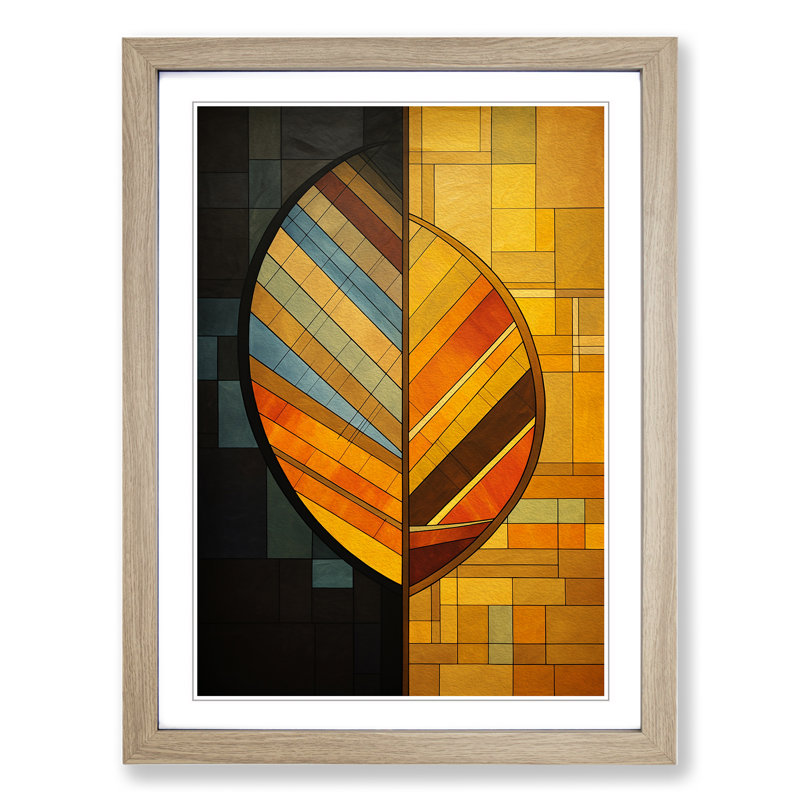 Leaf Constructivism No.3 - Single Picture Frame Print on Wood, Oak Framed, 46cm H x 34cm W