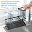 Rangement pour évier de cuisine avec drainage automatique, acier inoxydable SUS304, très grand, noir - rangement pour éponges, brosses, savon et serviettes