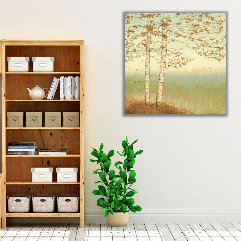 «Golden Birch I with Blue Sky», reproduction d'art sur toile, H 16 po x l 16 po