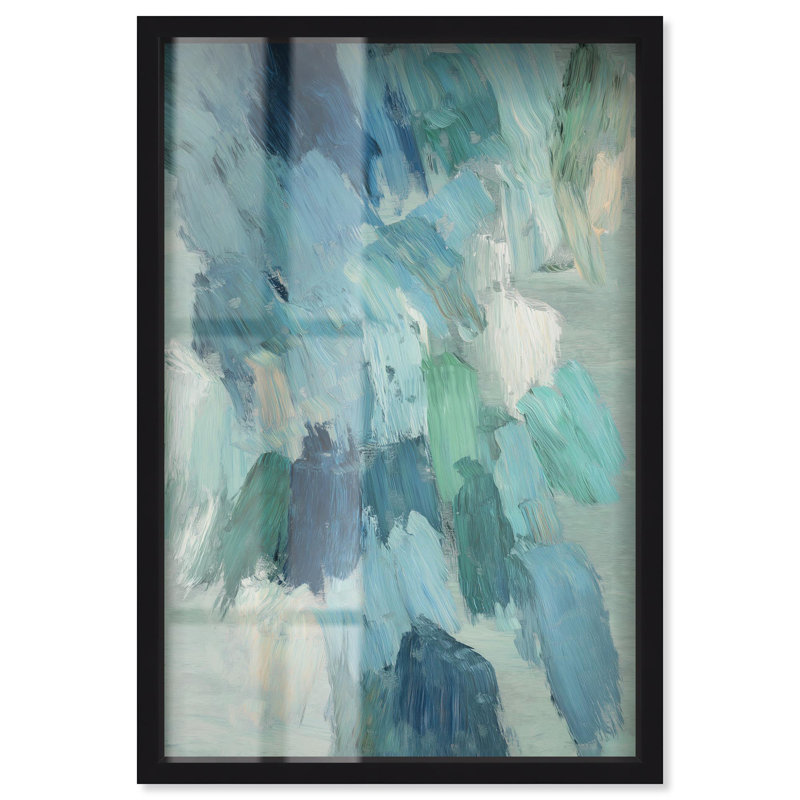 «Riptide III Blue Art Shadowbox» par Art Remedy, Noir, 16" H x 11" W