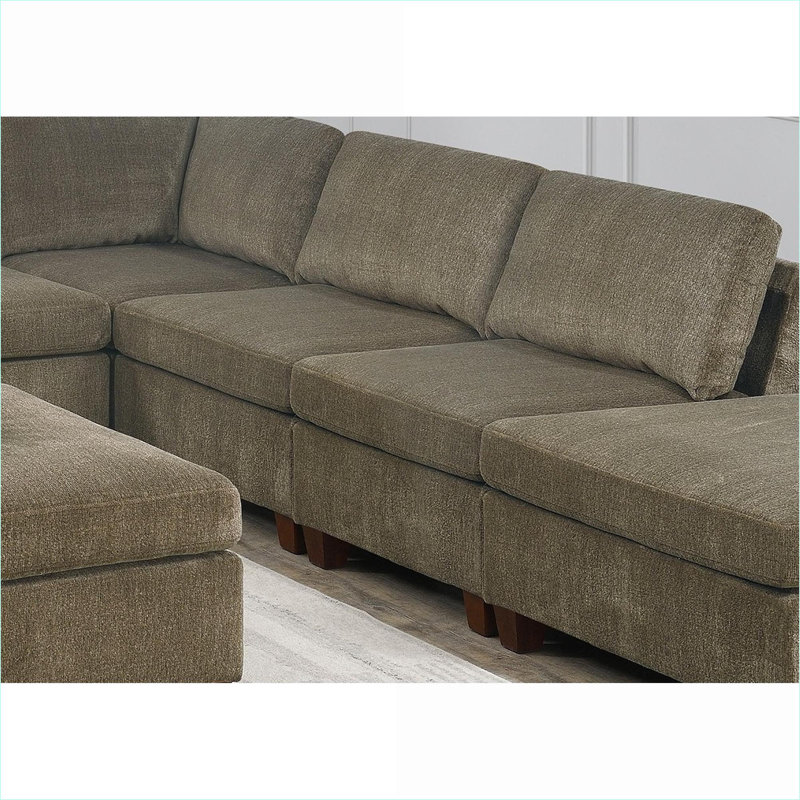 Chaise modulaire modulaire sans accoudoirs en chenille brun clair contemporain | Brun clair | Chenille