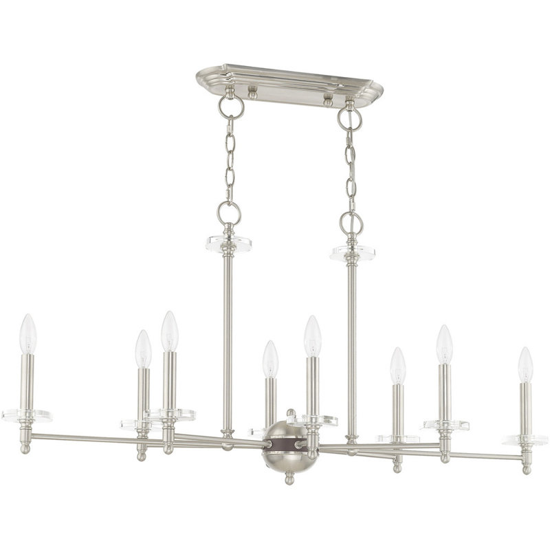 Elegant Bancroft 8-Light Linear Chandelier with Brushed Nickel Finish
