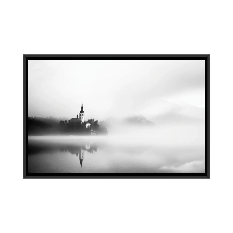 Sunrise at Lake Bled 1 Piece Floater Frame Wall Art on Canvas