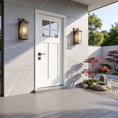 36" x 80" Fiberglass Front Door With Clear Glass Contemporary Entry Door (No door handle)