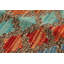 Tapis décoratif en laine de conception unique 5 pi 1 po x 6 pi 6 po noué à la main New Age en laine gris foncé/rouge