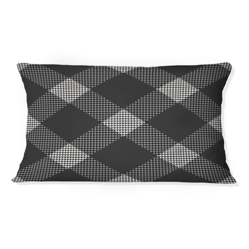 Imprimé pied-de-poule gris - coussin lombaire traditionnel
