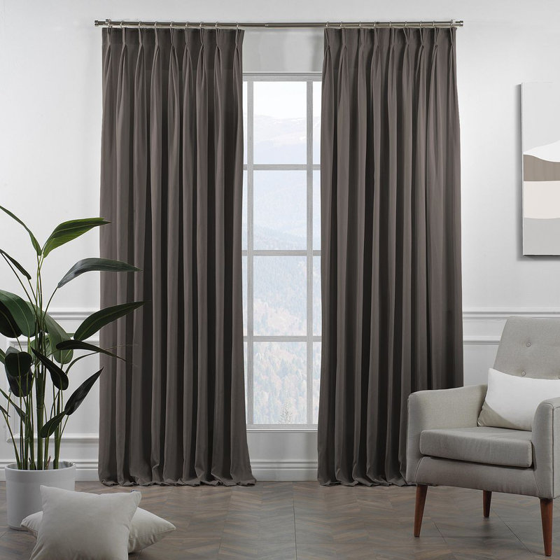Panneau de rideau simple décoratif à double pincement très long et très large, L 100 po x L 144 po, Pierre