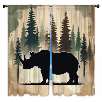 Rideaux de fenêtre Silhouette Rhinoceros