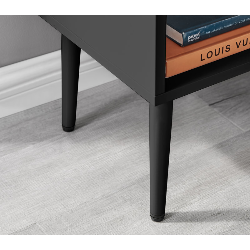 Taylor 1 Drawer Bedside Table, Black/Gold