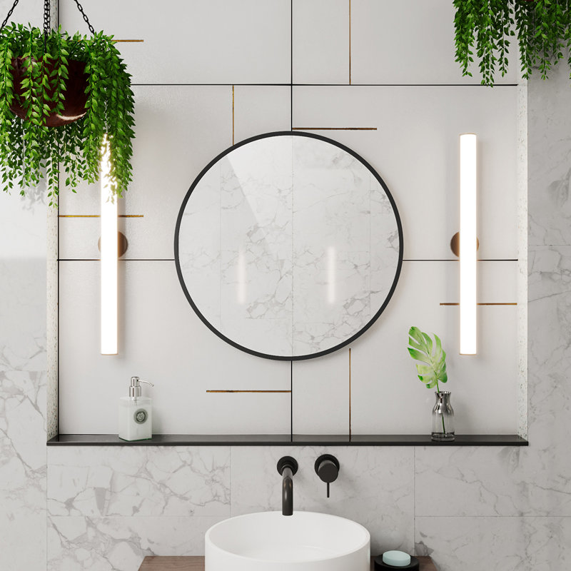Miroir suspendu circulaire H 24 po x l 24 po Prospero, Noir mat