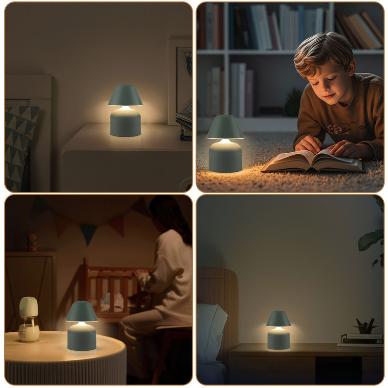 Cordless Metal Desk Lamp,touch Sensor Control Led Table Lamp,3 Way Dimmable Nightstand Lamp, Green