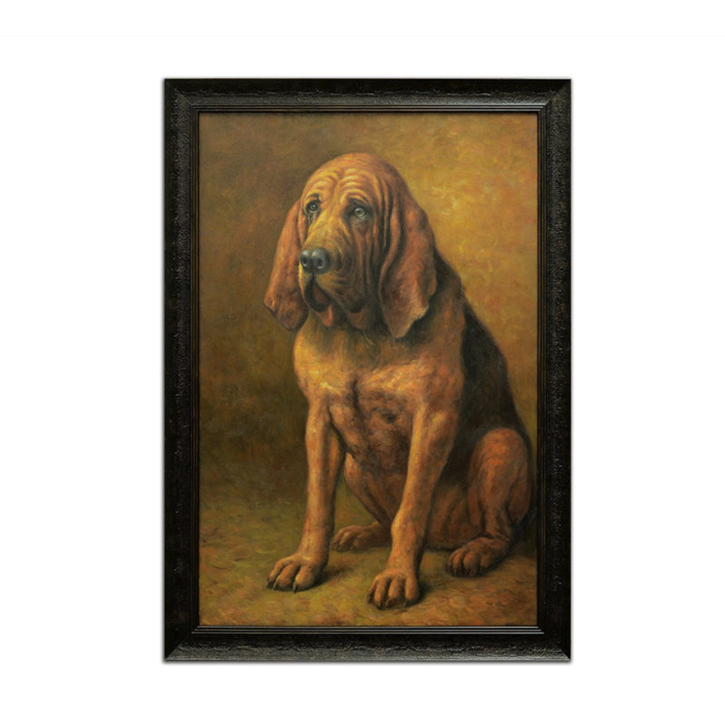 Rustic Bloodhound Framed Canvas Wall Art