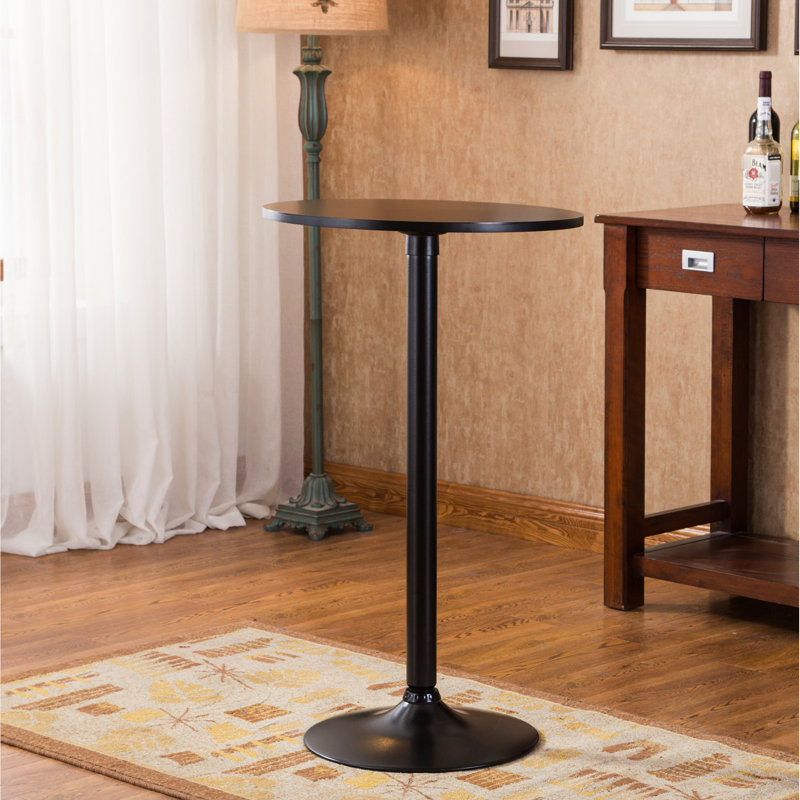 Table de bar contemporaine en métal noir, plateau rond de 24 po, pieds réglables pour la maison, pieds de table élégants H 40 po, délicat, 40