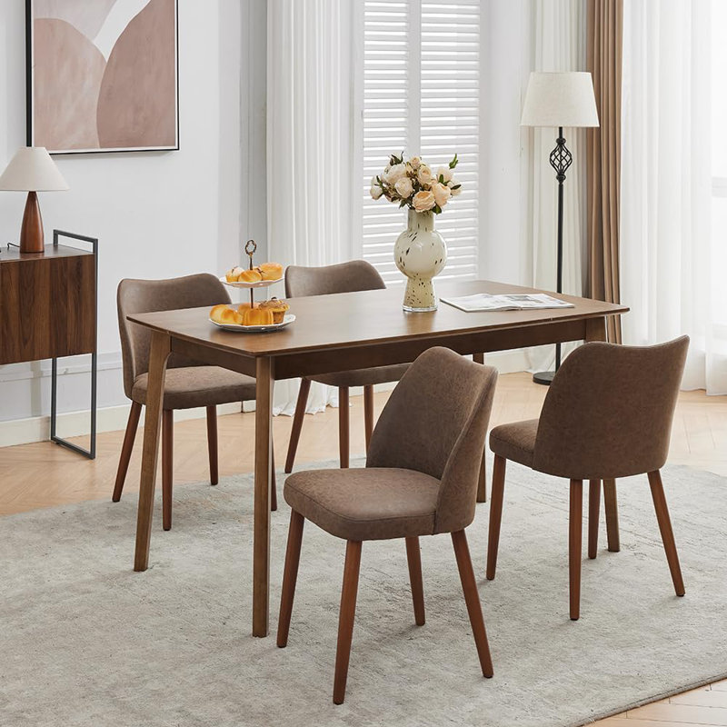 Upholstered Dining Chair, Linen,Coffee,4pcs