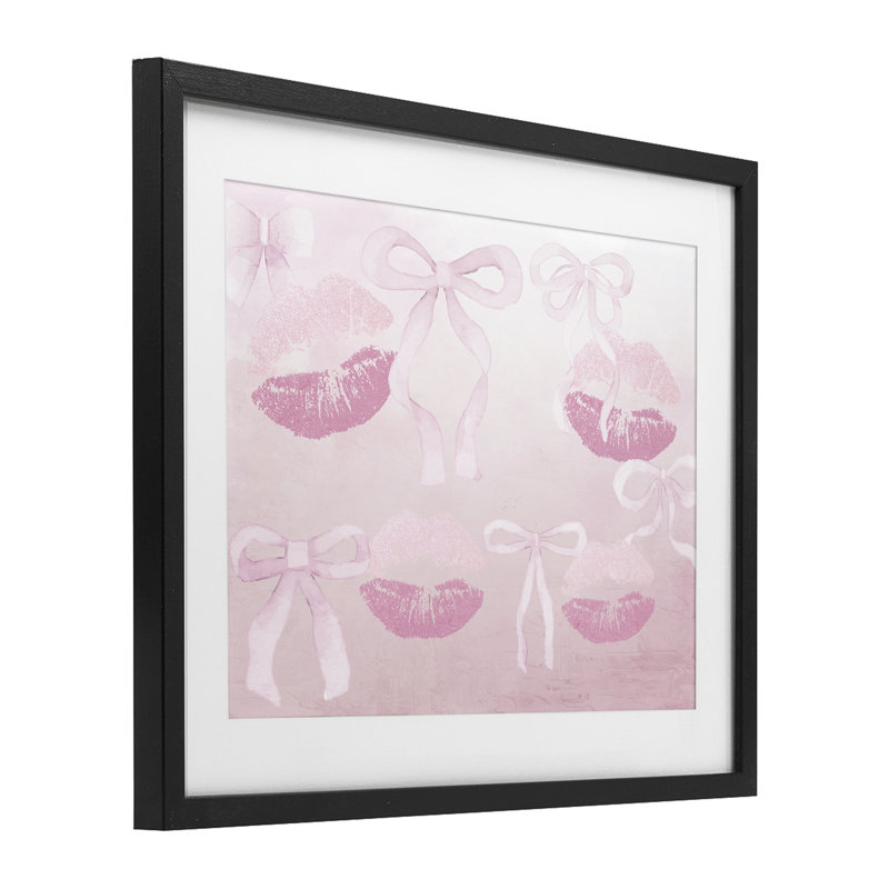 Dreamy Bows & Lips, reproduction encadrée sous verre, conception de Kim Allen, H 17 po x l 21 po, Cadre noir minuit