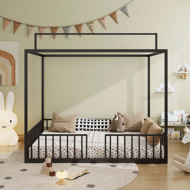 Lit convertible 3-en-1 Montessori, Noir, Double